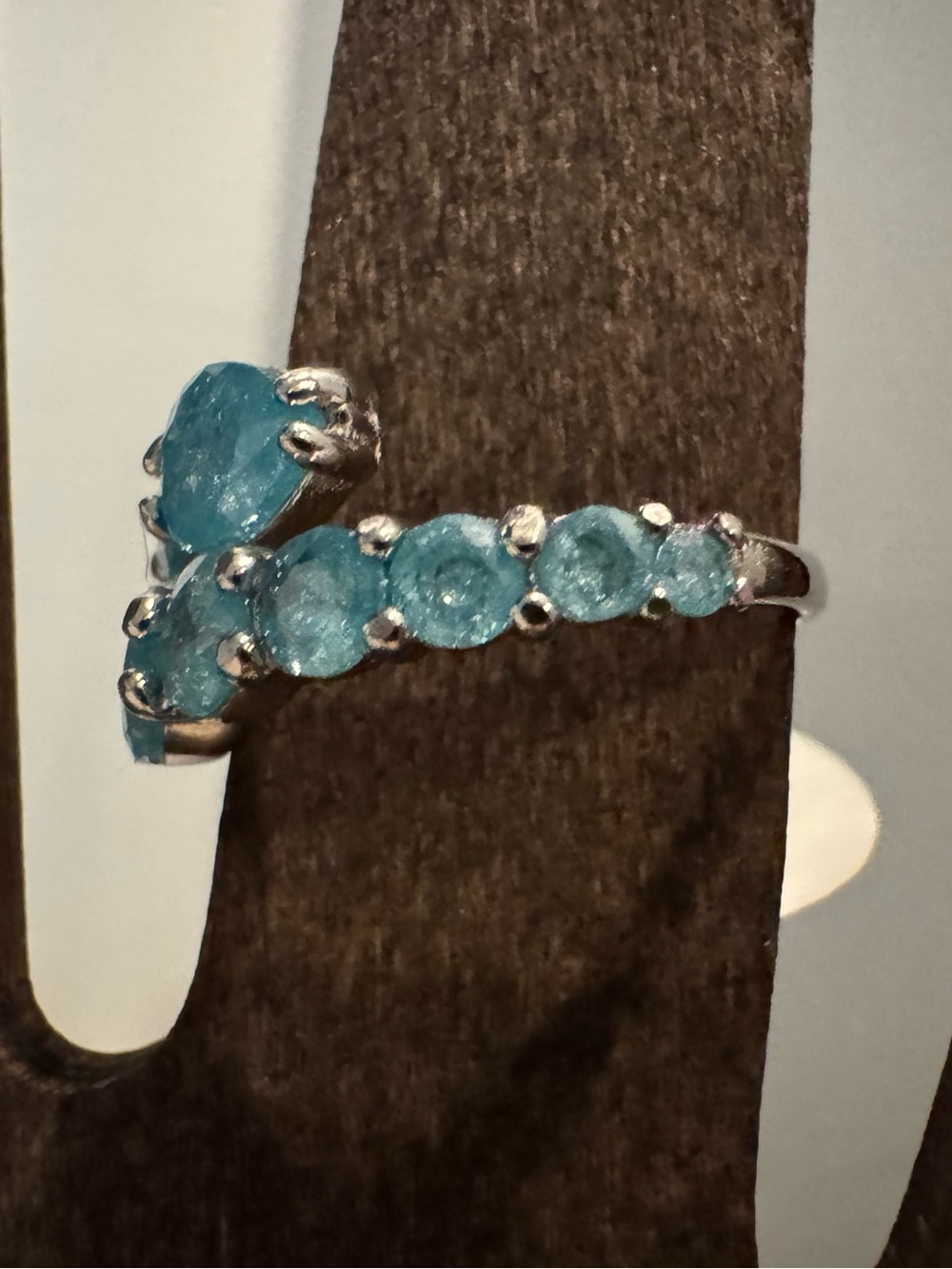 Bomb Party 925 Blue Teardrop Crystal Wrap Ring - Picture 2 of 7